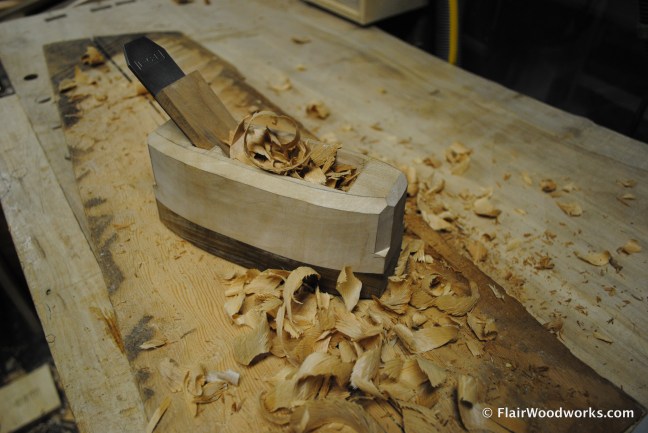 Yellow birch and Lignum vitae scrub plane