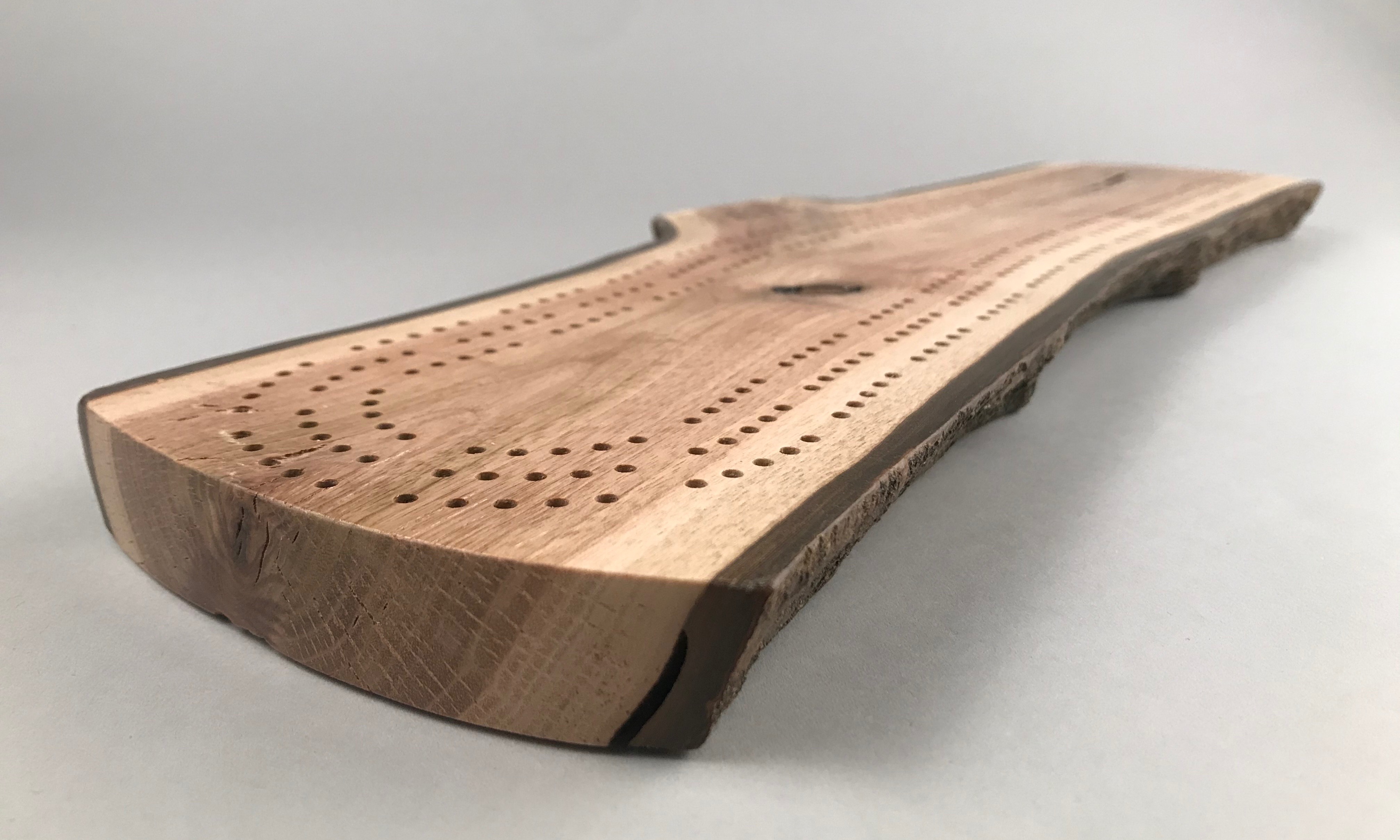 Live Edge Cribbage Board 34 midway low